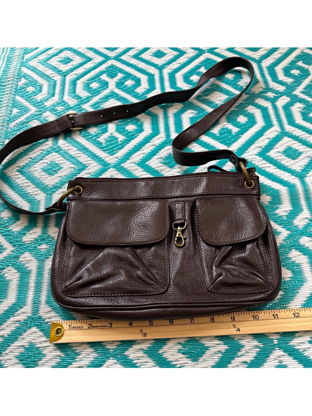 HOBO International Brown Pebbled Crossbody Bag Medium Adjustable Strap Zip